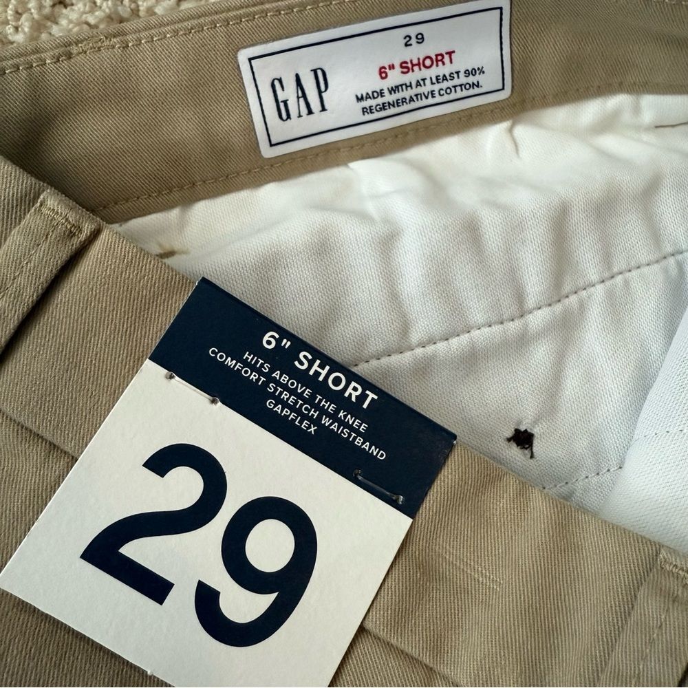 GAP NWT Men’s 6” Shorts Chino Iconic Khaki Tan Size 29 - Picture 6 of 9